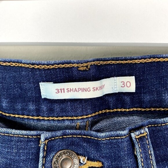 Levi's 311 Shaping Skinny Dark Distressed Jeans 30 - Picture 2 of 10